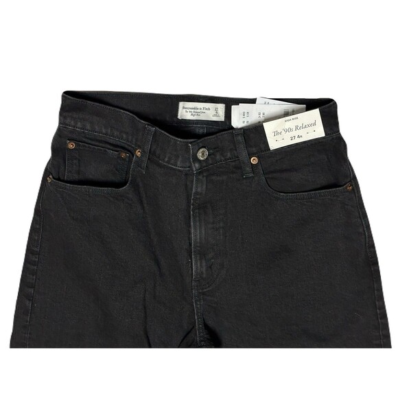 NEW Abercrombie Womens 27 4R High Rise 90s Relaxed Fit Jeans Black Charcoal Wash - Picture 4 of 8